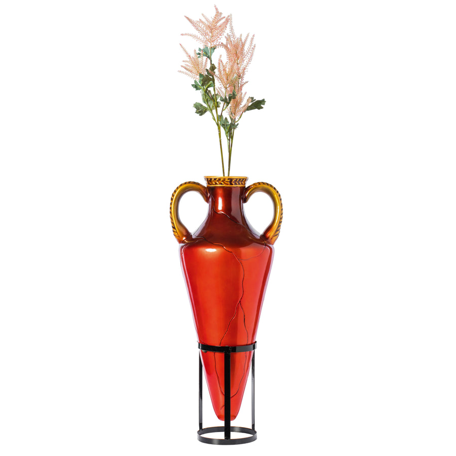 Roman-Inspired Tall Floor Vase - Large Pointed Amphora Design  35-inch-Tall Decorative Vessel with Sturdy Metal Tripod Image 1