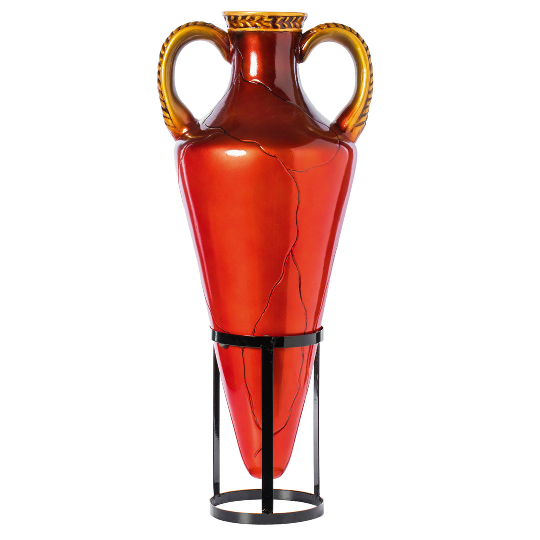 Roman-Inspired Tall Floor Vase - Large Pointed Amphora Design  35-inch-Tall Decorative Vessel with Sturdy Metal Tripod Image 3
