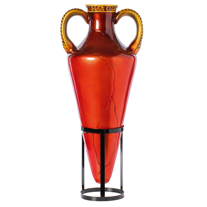 Roman-Inspired Tall Floor Vase - Large Pointed Amphora Design  35-inch-Tall Decorative Vessel with Sturdy Metal Tripod Image 3