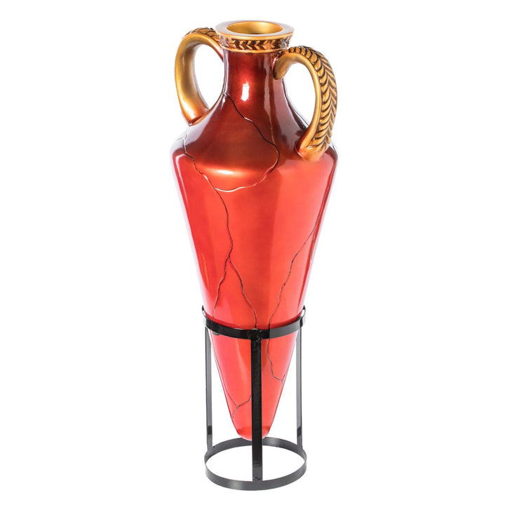 Roman-Inspired Tall Floor Vase - Large Pointed Amphora Design  35-inch-Tall Decorative Vessel with Sturdy Metal Tripod Image 4