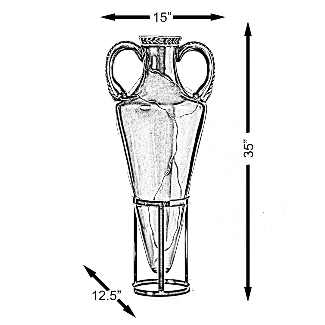 Roman-Inspired Tall Floor Vase - Large Pointed Amphora Design  35-inch-Tall Decorative Vessel with Sturdy Metal Tripod Image 5