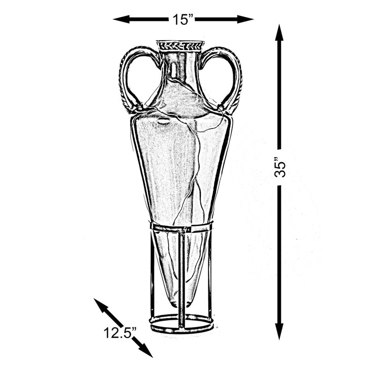 Roman-Inspired Tall Floor Vase - Large Pointed Amphora Design  35-inch-Tall Decorative Vessel with Sturdy Metal Tripod Image 5