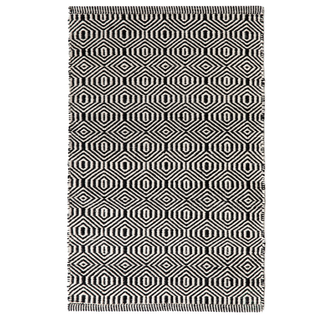 Handwoven Black and White Geometric Wool Flatweave Kilim Area Rug, 2 x 3 Image 1