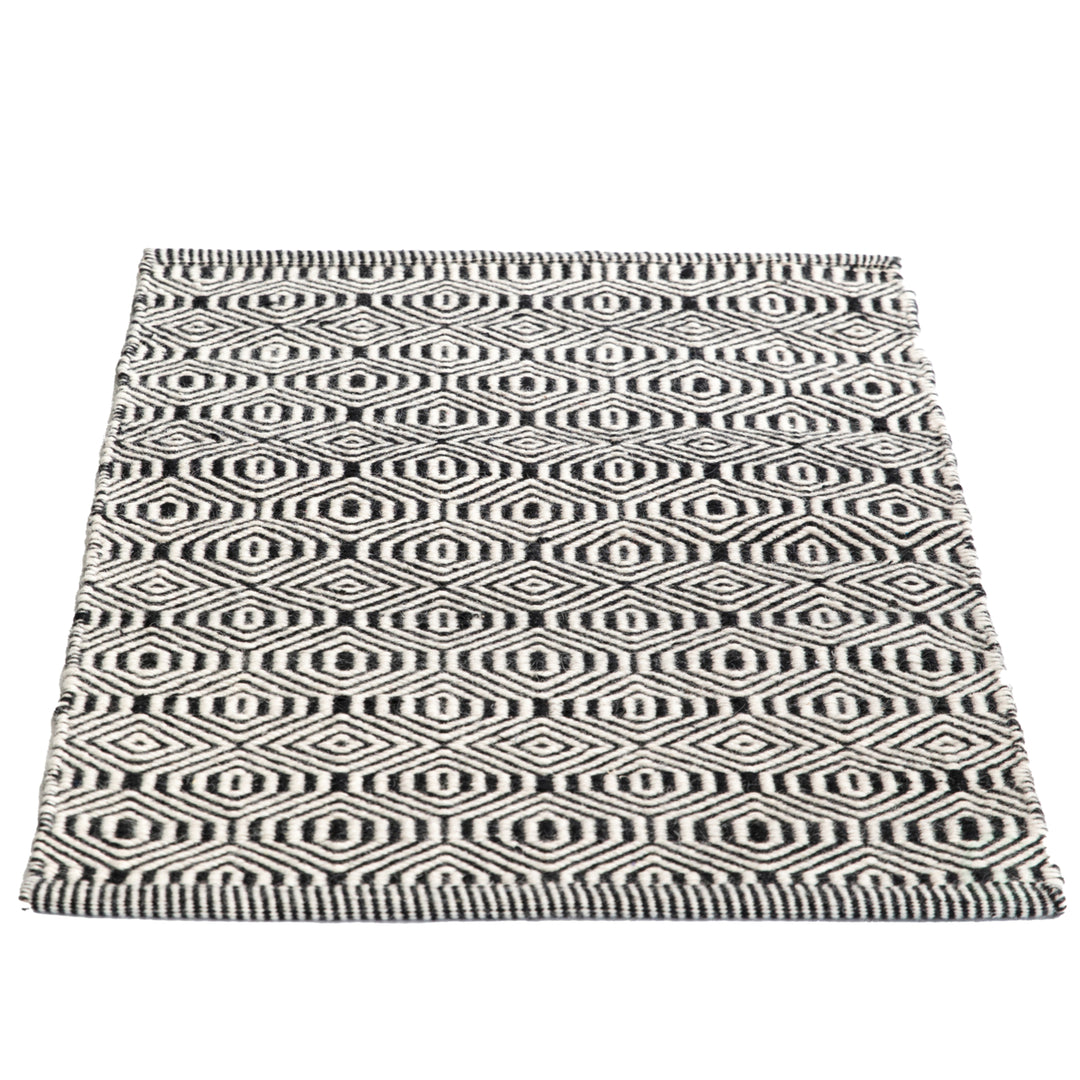 Handwoven Black and White Geometric Wool Flatweave Kilim Area Rug, 2 x 3 Image 4