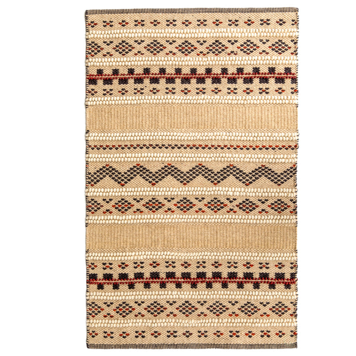 Handwoven Boho Beige Textured 100 Percent Wool Flatweave Kilim Rug Image 3