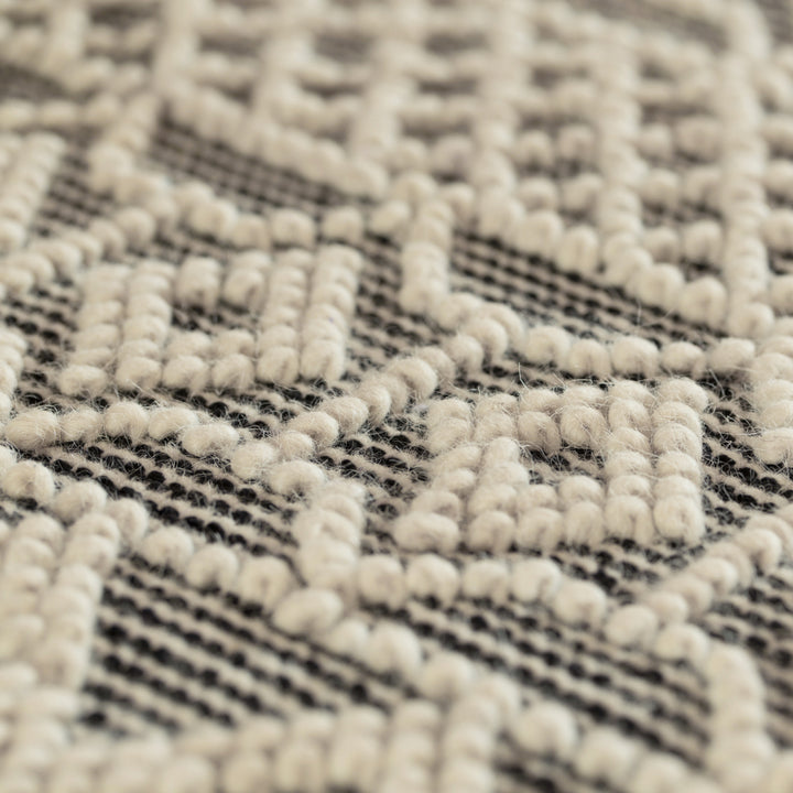 Handwoven Black and White Textured Wool Flatweave Kilim Rug Image 5