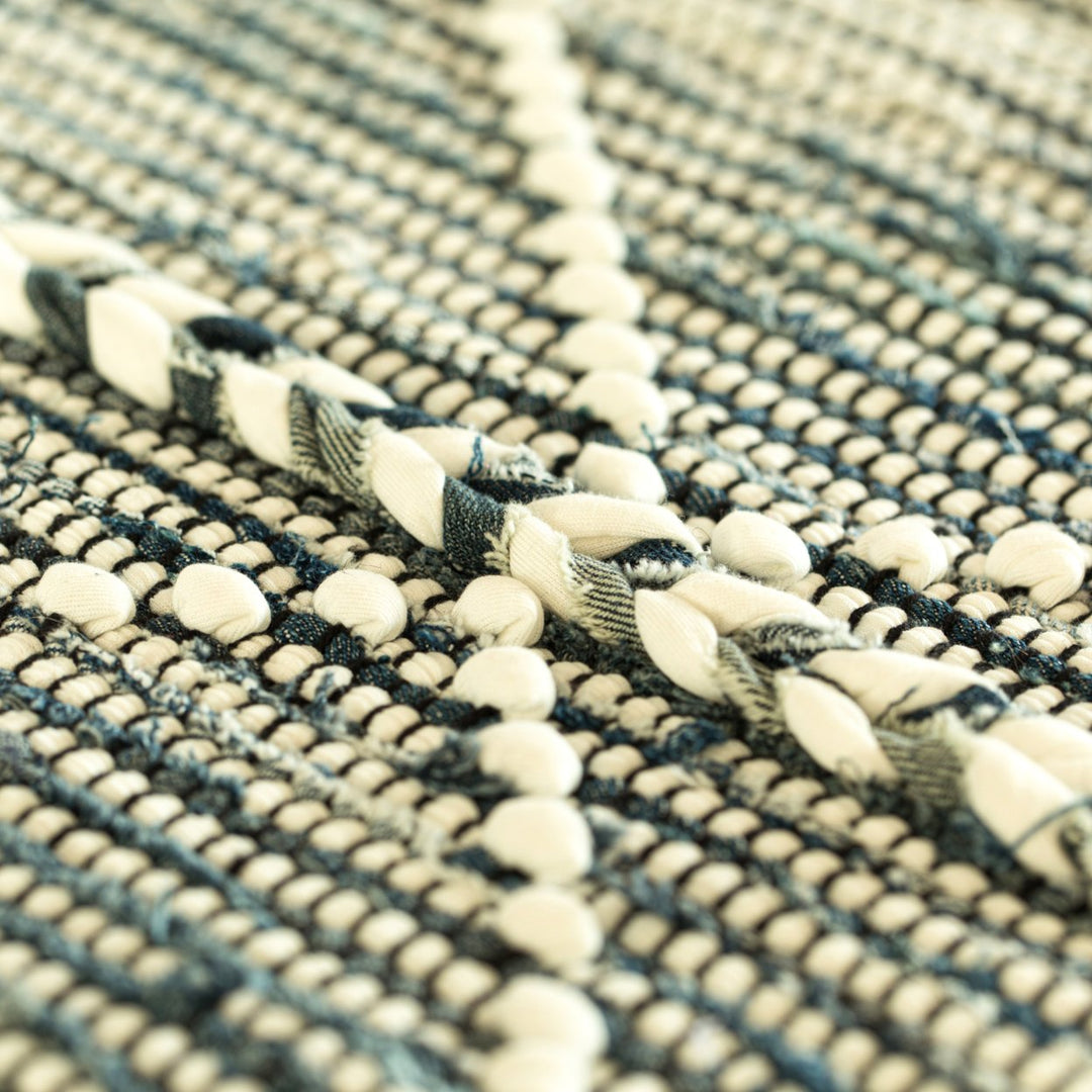 Handknotted Denim Textured Cotton Polyester Flatweave Kilim Rug Image 5