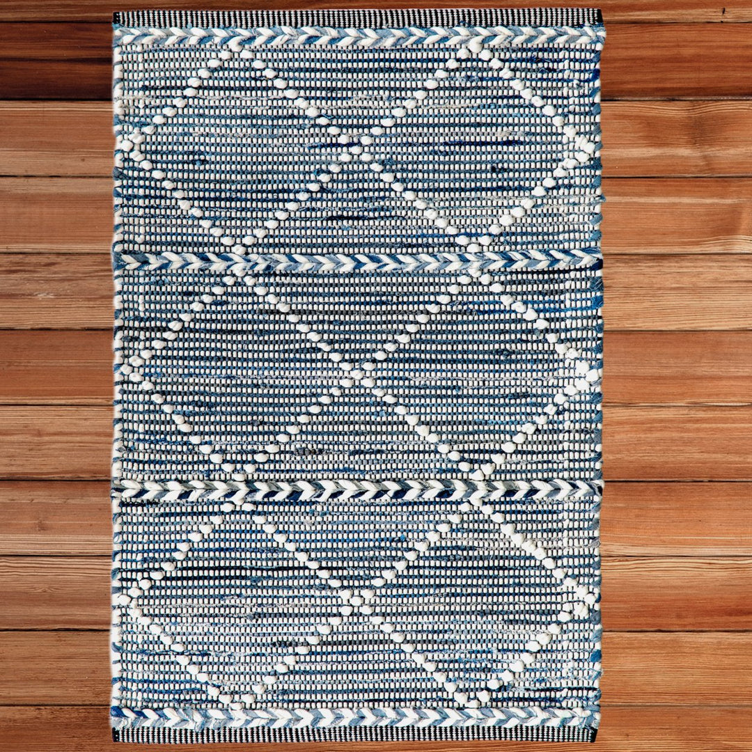 Handknotted Denim Textured Cotton Polyester Flatweave Kilim Rug Image 8