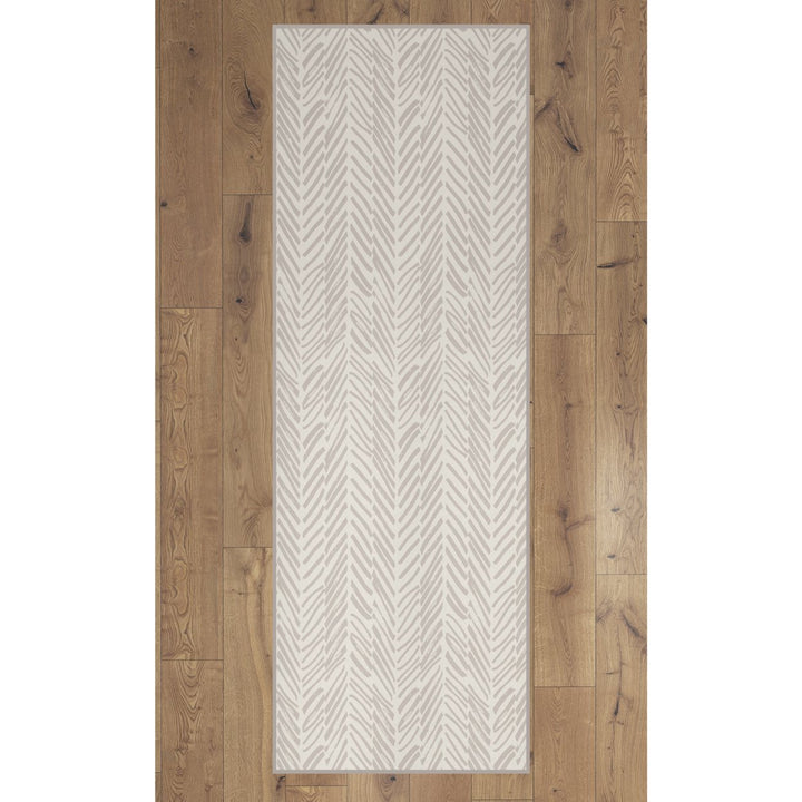 Deerlux Modern Living Room Area Rug with Nonslip Backing, Abstract Beige Chevron Strokes Pattern Image 8