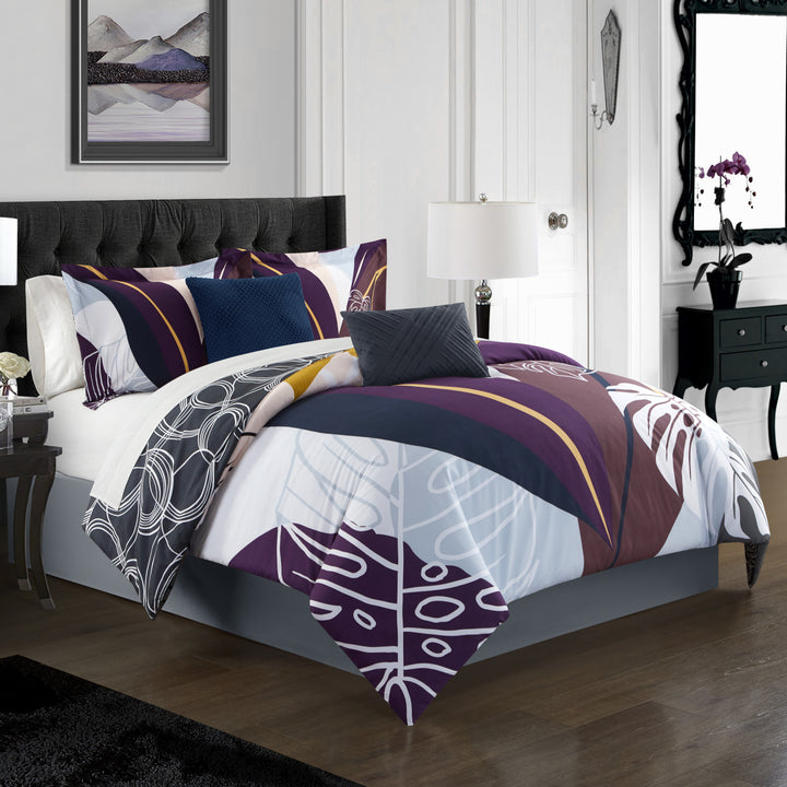 Vibrant Floral Print 5 or 4 piece Reversible Comforter Set Image 3