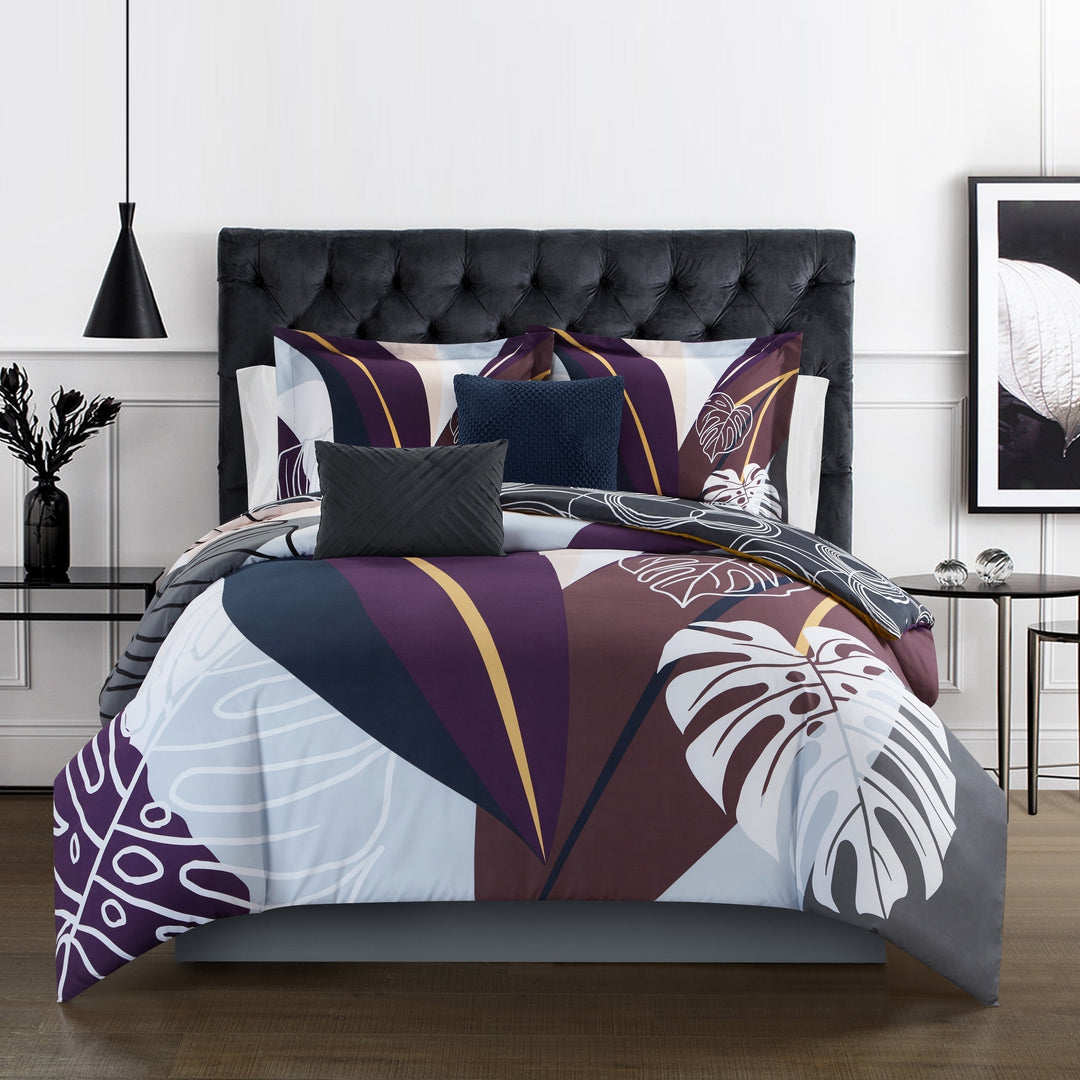 Vibrant Floral Print 5 or 4 piece Reversible Comforter Set Image 4