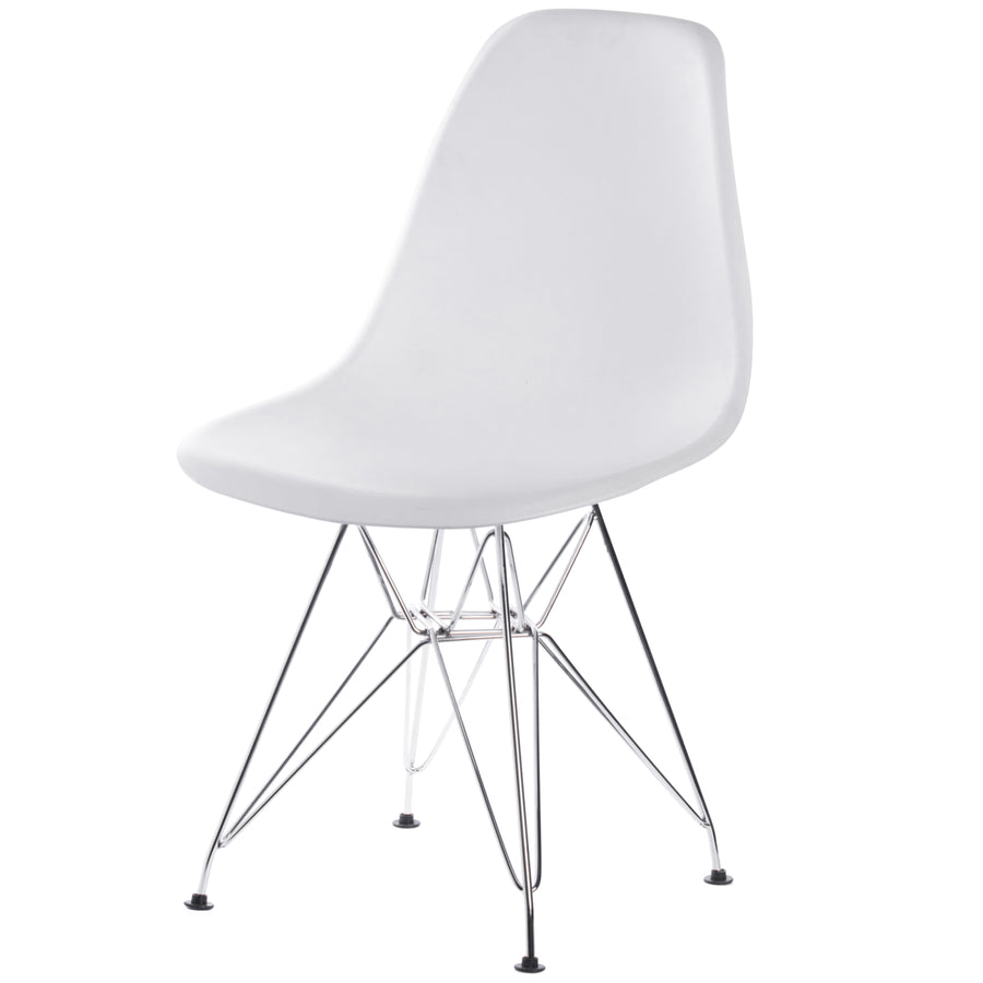Mid-Century Modern Style Plastic DSW Shell Dining Chair with Metal Legs, White Image 1