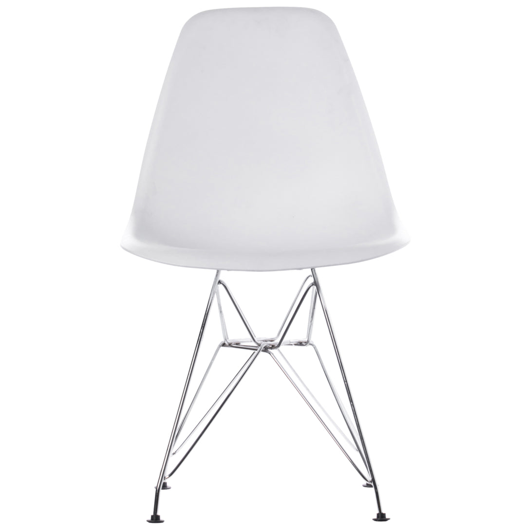 Mid-Century Modern Style Plastic DSW Shell Dining Chair with Metal Legs, White Image 4