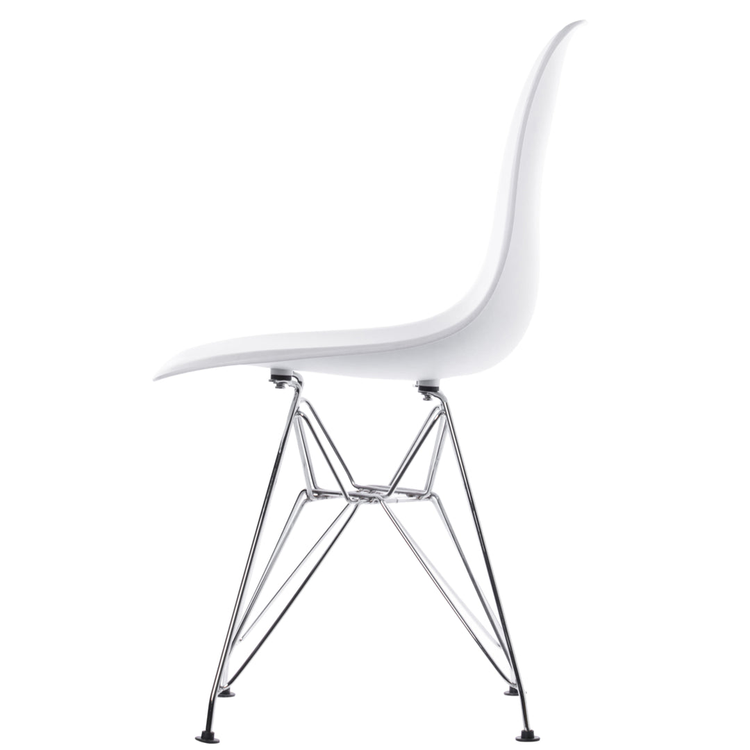 Mid-Century Modern Style Plastic DSW Shell Dining Chair with Metal Legs, White Image 5