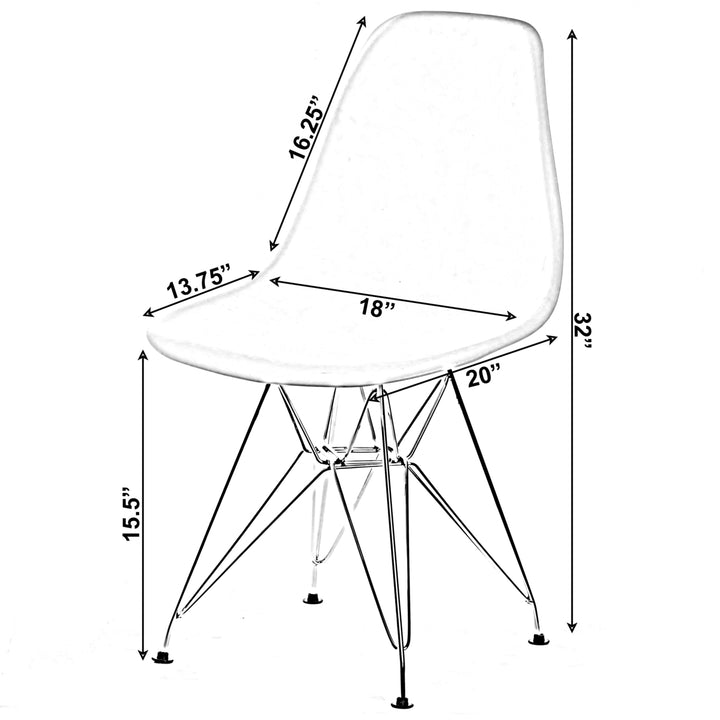 Mid-Century Modern Style Plastic DSW Shell Dining Chair with Metal Legs, White Image 7