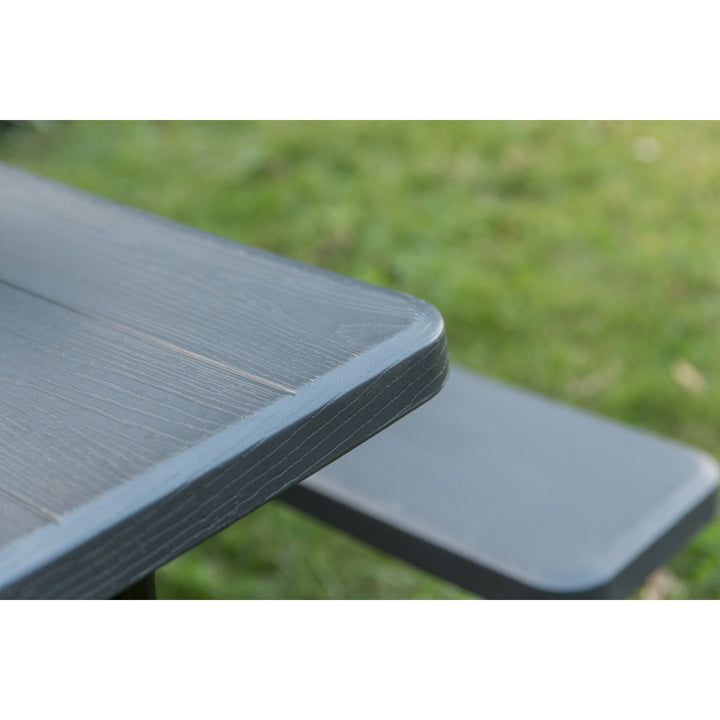 Gray Outdoor Foldable Woodgrain Portable Picnic Table Set Image 9