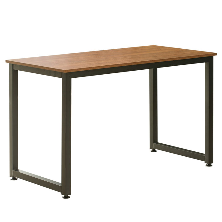 Wooden Writing Desk Homes Office Table with Sturdy Metal Frame Image 6