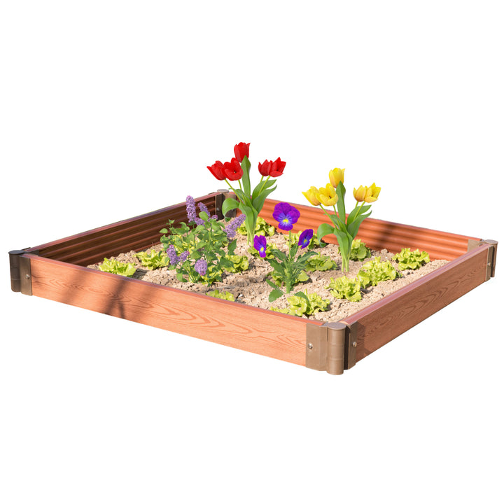 Classic Traditional Durable Wood- Look Raised Outdoor Garden Bed Flower Planter Box Image 3