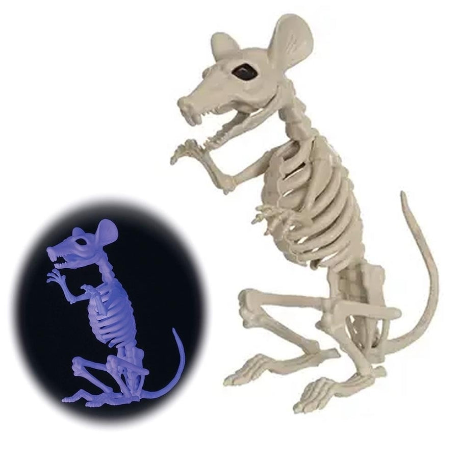Crazy Bonez Ghostly Skeleton Rat Black Light Responsive 11.5" Halloween Prop Seasons W81325 Image 1