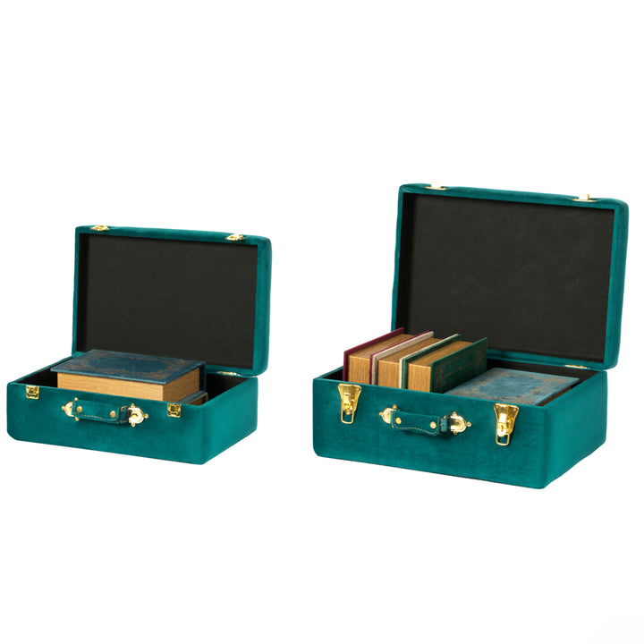 Decorative Tufted Velvet Suitcase Treasure Chest Set of 2 Image 6