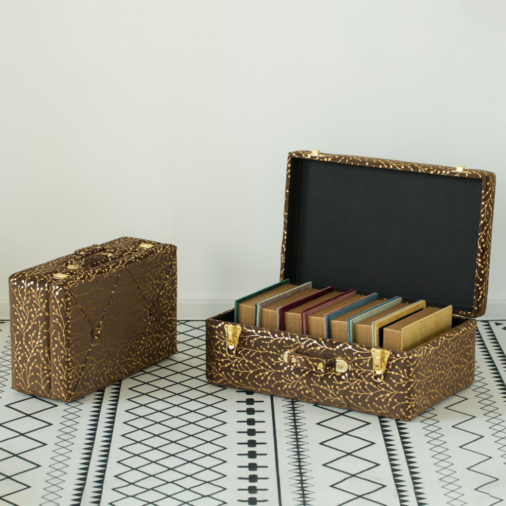 Decorative Tufted Velvet Suitcase Treasure Chest Set of 2, Brown Image 2