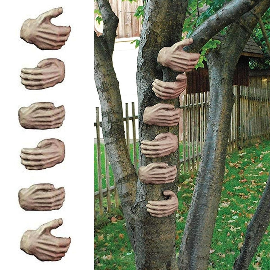 Tree Trunk Gripping Hands Decoration 6ct Set Eerie Lawn  Spooky Prop Seasons W81524 Image 1