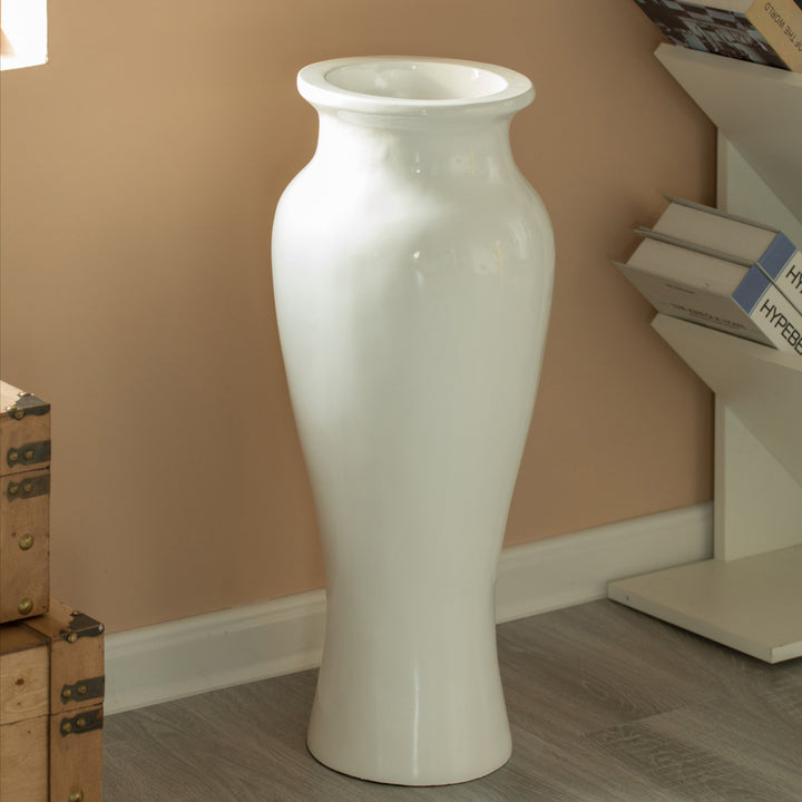 Modern floor vase, White Unique Trumpet Floor Vase, Home Interior Decoration, Modern Floor Vase, Tall Floor Vase Image 4