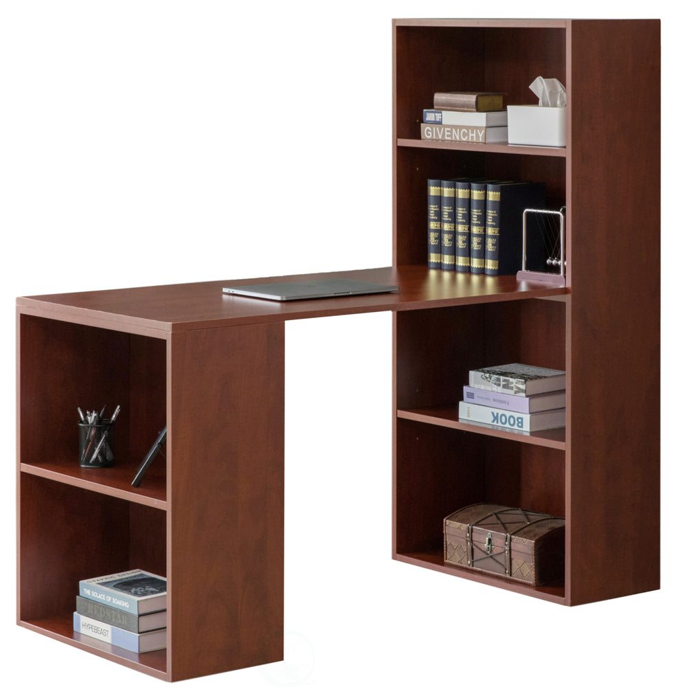 Computer Writing Workstation Table with Combo Bookshelf Bookcase Image 2