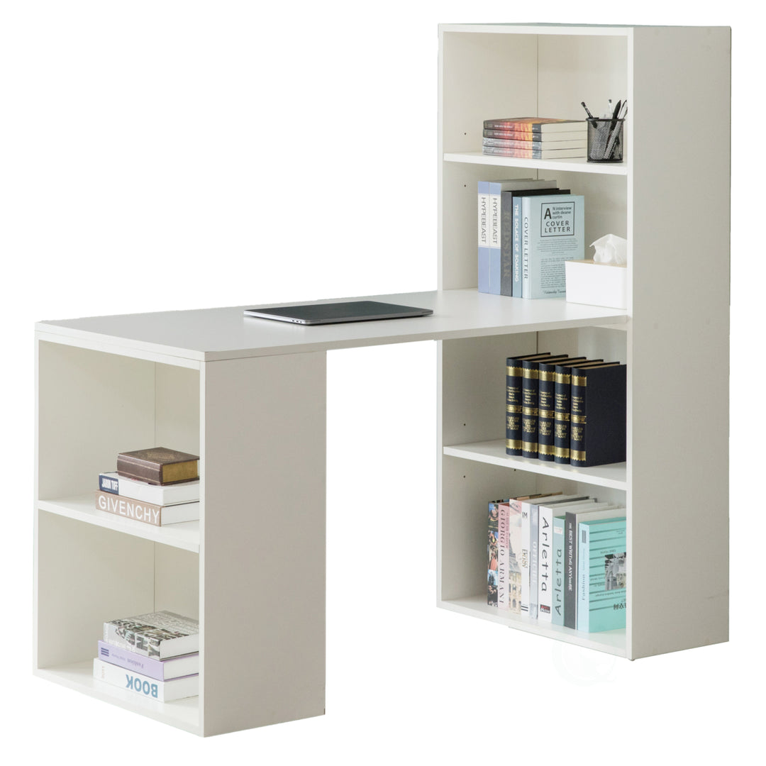Computer Writing Workstation Table with Combo Bookshelf Bookcase Image 3