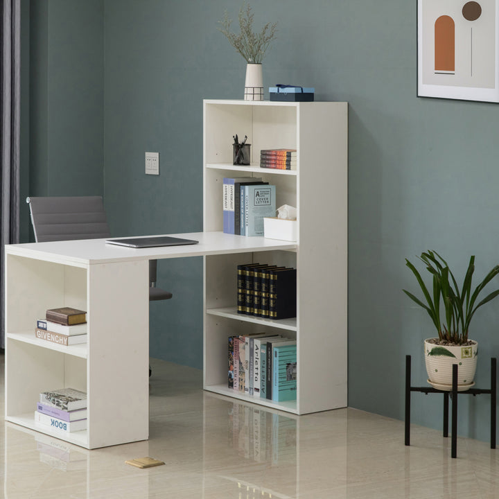 Computer Writing Workstation Table with Combo Bookshelf Bookcase Image 7