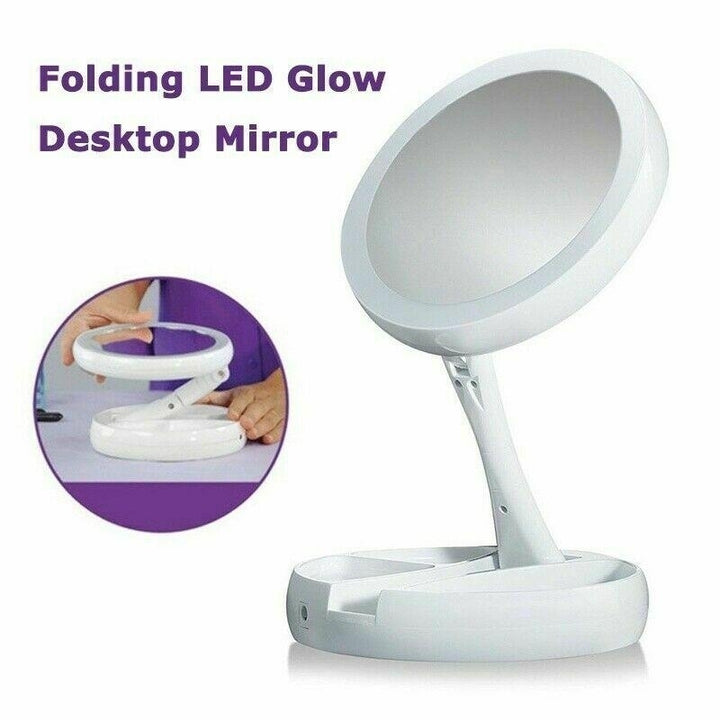Makeup Mirror with LED Light 10x Magnification Foldable Lighted Up Mirrors Image 4