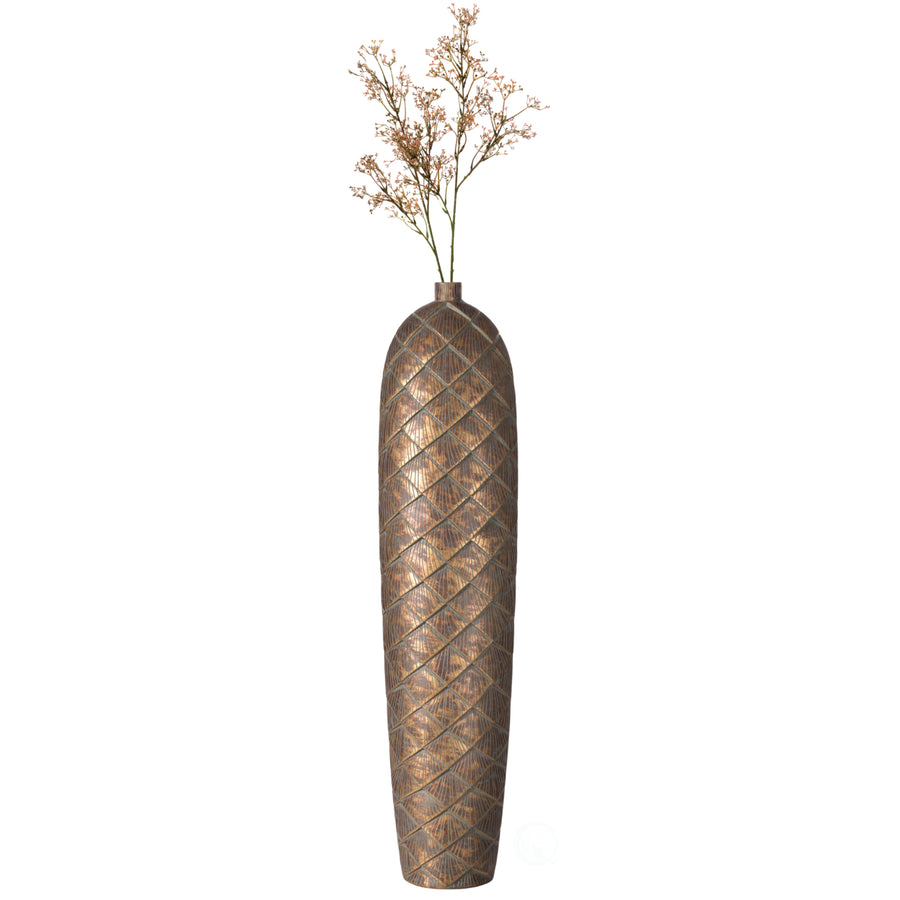 37 Inch Tall Cylinder Antique Style Designed Floor Vase - for Entryway, Dining, or Living Room Decor - Ceramic Rustic - Image 1