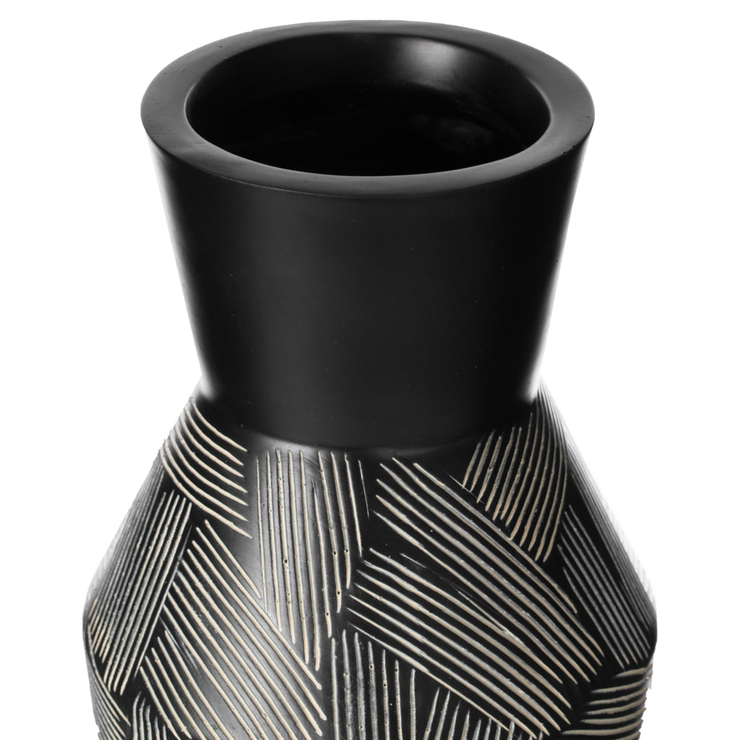 Trumpet Classic Style Straight Designed Table Vase for Entryway Dining or Living Room, Ceramic Black Image 3