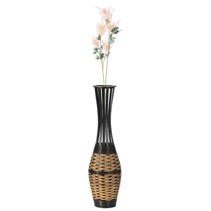 Elegant Antique 34-inch-tall Trumpet Style Floor Vase - Versatile Entryway or Living Room, or  with Decorative Bamboo, Image 1