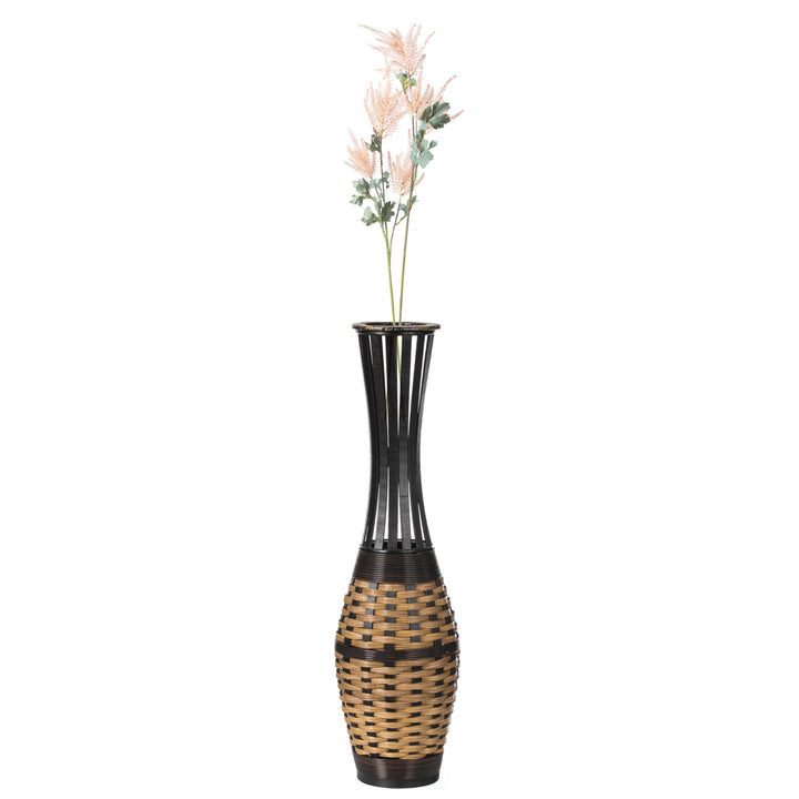 Elegant Antique 34-inch-tall Trumpet Style Floor Vase - Versatile Entryway or Living Room, or  with Decorative Bamboo, Image 1