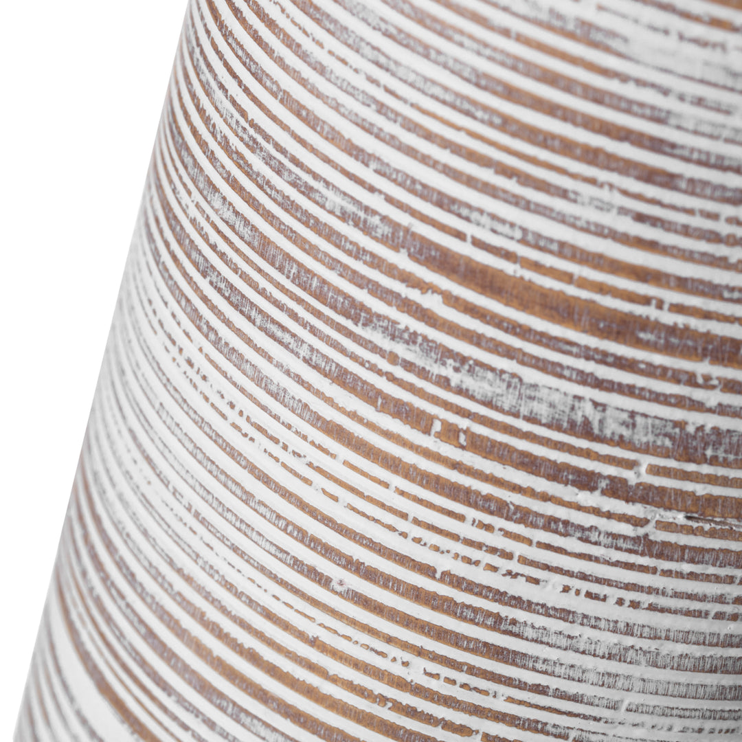Contemporary Floor Vase - Ribbed 20-Inch-Tall Trumpet Style Ceramic White Table Vase - Modern  Accent  Elegant Sleek Image 6