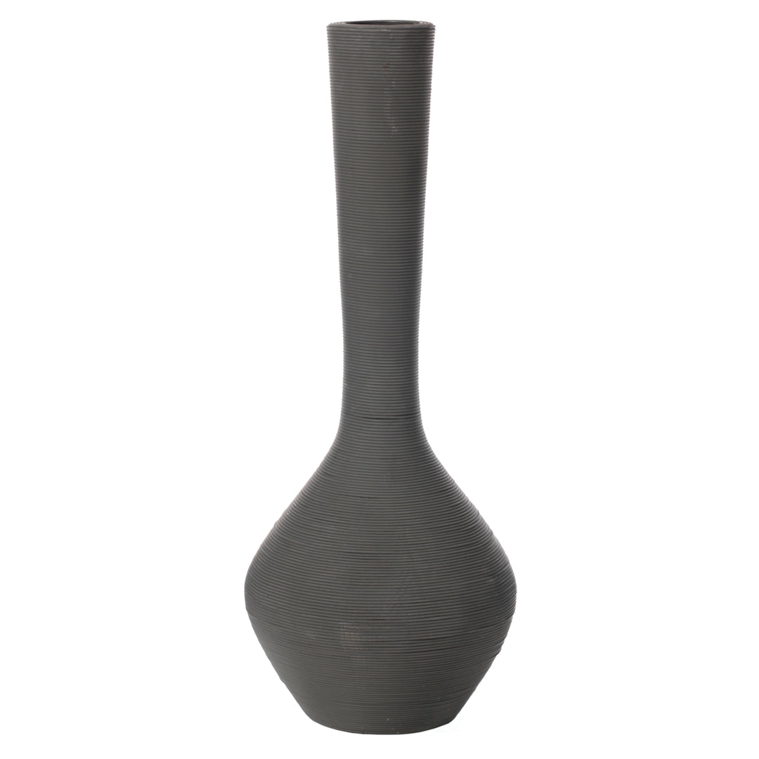 Tall Floor Vase, Modern Charcoal Grey Extra Large Floor Vase, 38-inch Trumpet Style Plastic Rope Vase, Decorative Image 3