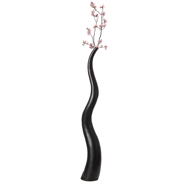 Tall Ceramic Black Animal Horn Floor Vase Elegant for Entryway Dining Living Room Decor Statement Piece with Distinctive Image 3