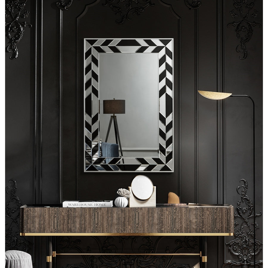 Aiyana Mirror - Accent Clear and Black Glass 47.2" x 31.5" x 0.7" Wall Mounted Image 1