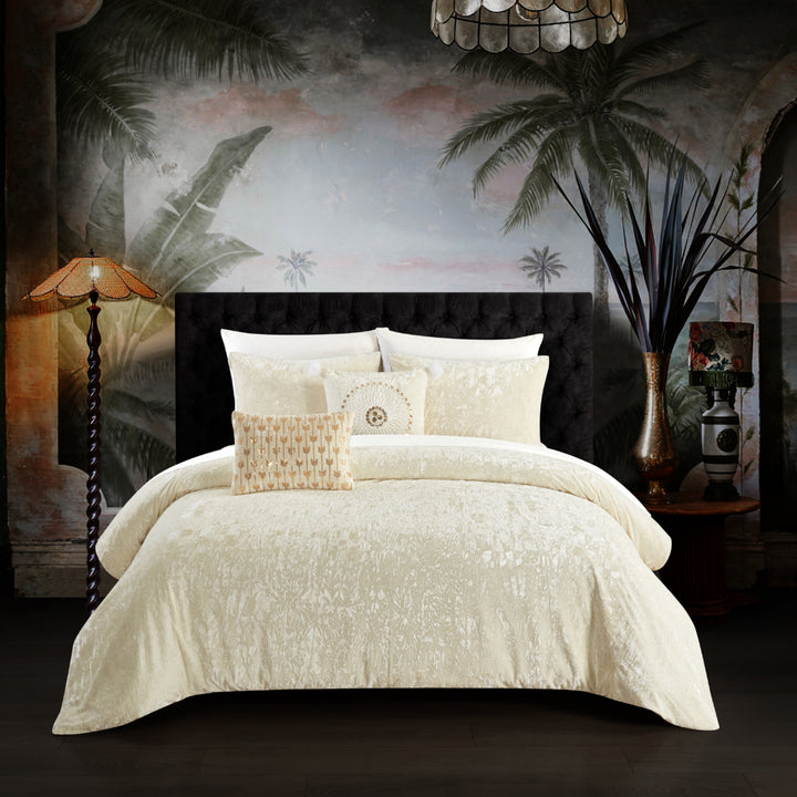 Giuliana 5 Piece Comforter Set Crinkle Crushed Velvet Bedding Image 5