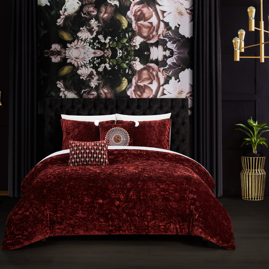 Giuliana 5 Piece Comforter Set Crinkle Crushed Velvet Bedding Image 6