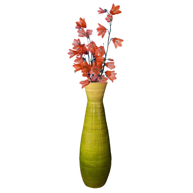 Uniquewise Classic Bamboo Floor Vase Handmade, For Dining, Living Room, Entryway, Fill Up With Dried Branches Or Flowers Image 2