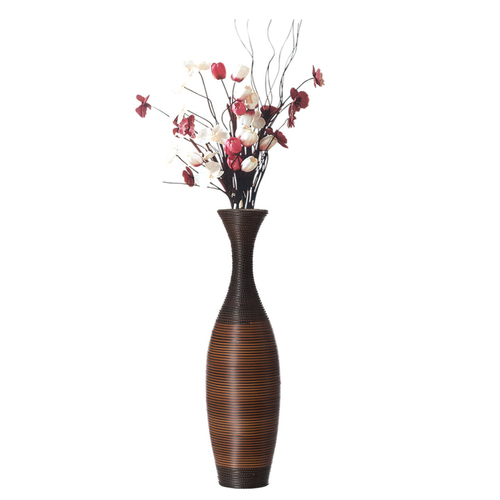 Tall Designer Floor Vase, large vase for  floor, Artificial Rattan Floor Vase, Brown Floor Vase for Living Room or Image 1