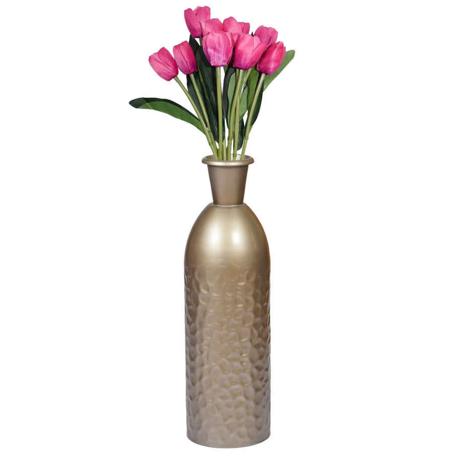 Modern Decorative Iron Hammered Tabletop Centerpiece Flower Vase Image 1