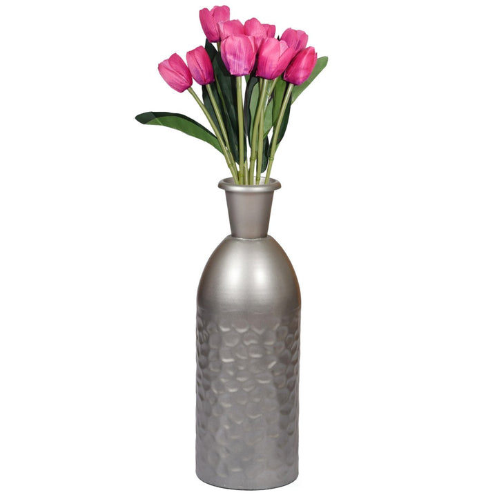 Modern Decorative Iron Hammered Tabletop Centerpiece Flower Vase Image 1
