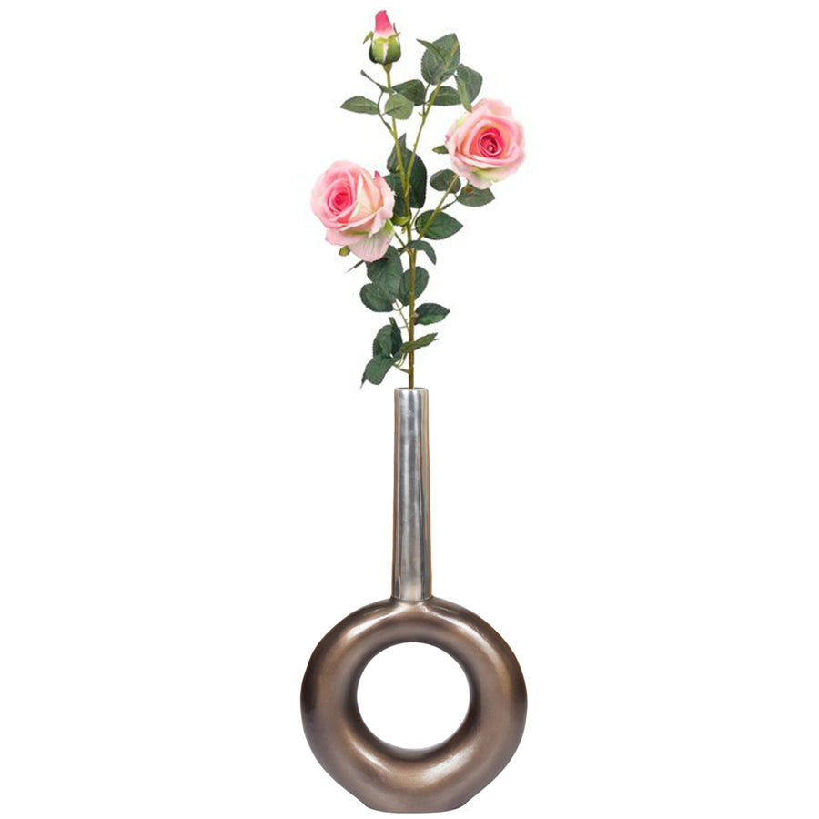 Decorative Centerpiece Aluminium-Casted Table Flower Vase, Two Tone Brass Antique 22.75 Inch Image 1