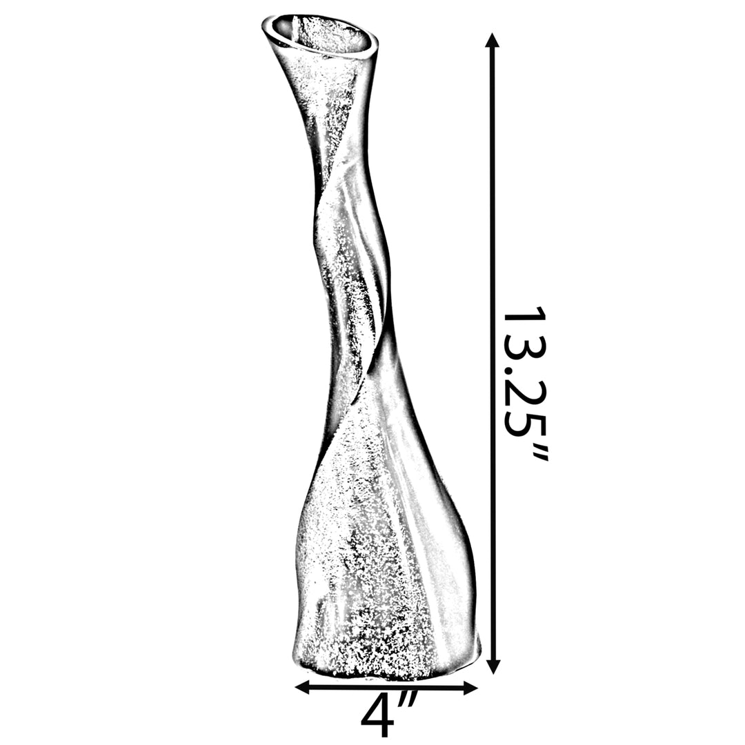 Aluminium-Casted Decorative Twisted Shape Flower Vase, Black Nickel 13.25 Inch Image 5