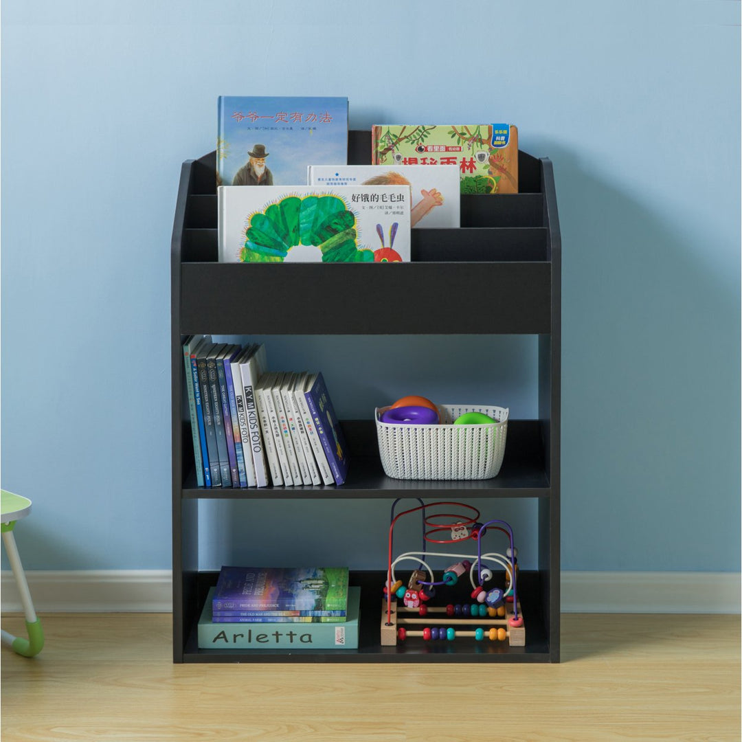 Modern Wooden Storage Bookcase with Shelf, Playroom Bedroom Living and Office Image 3