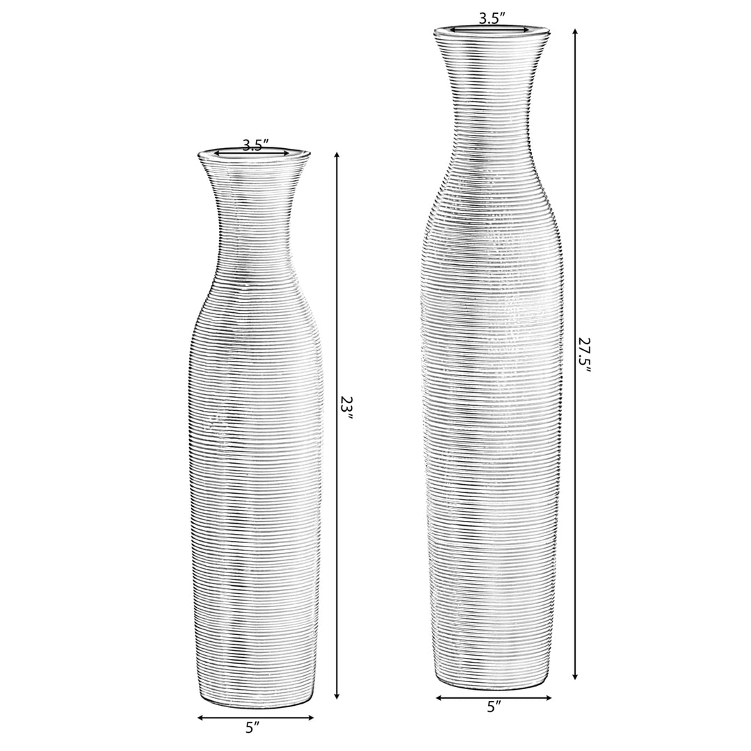 Tall Decorative Modern Ribbed Trumpet Design Brown Floor Vase - Contemporary , Stylish Accent Piece for Living Room, Image 3