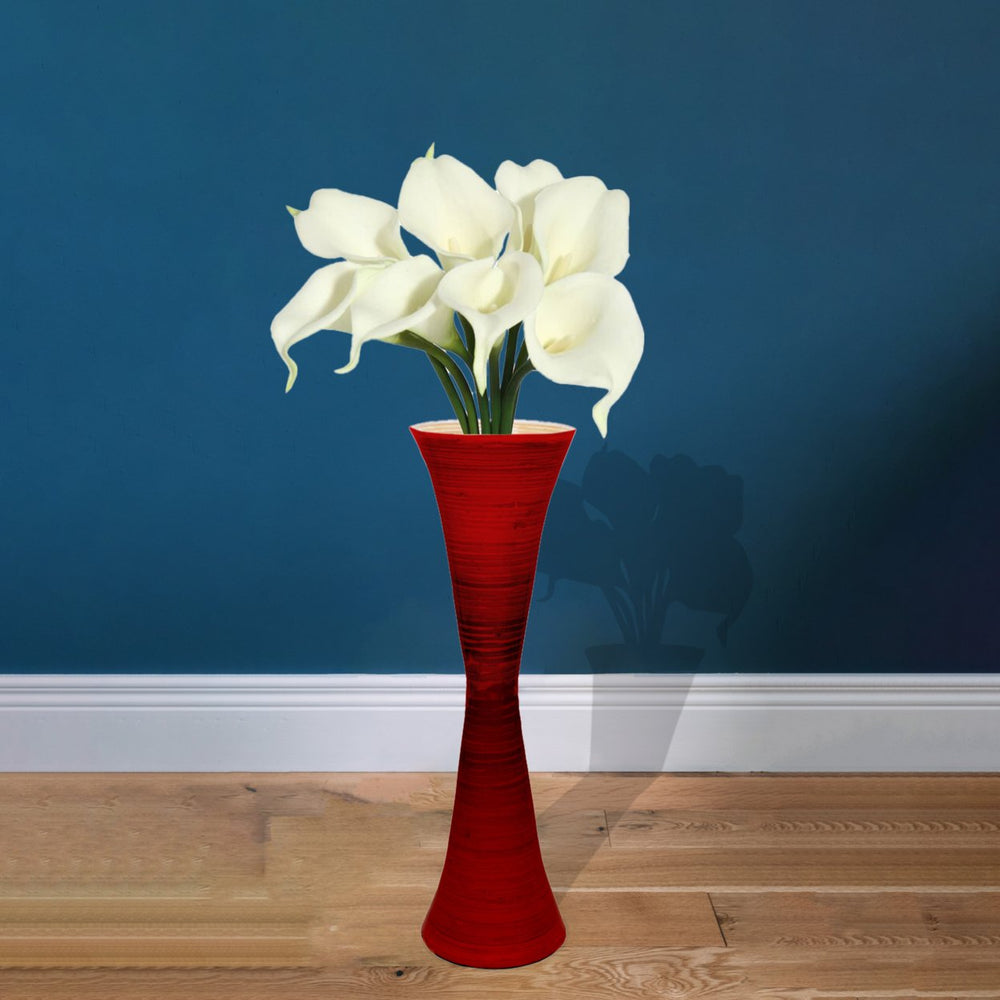 Decorative Modern Bamboo Display Floor Vase Hourglass Shape, 27 Inch Image 2